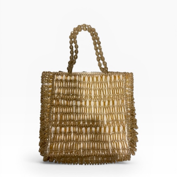 Saks Fifth Avenue Handbags - Saks Fifth Avenue Women’s Fishnet Beaded Evening Bag Clutch Purse